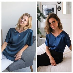 Ravella Verona Reversible Silk Blouse Feminine Formal Business Casual Academia